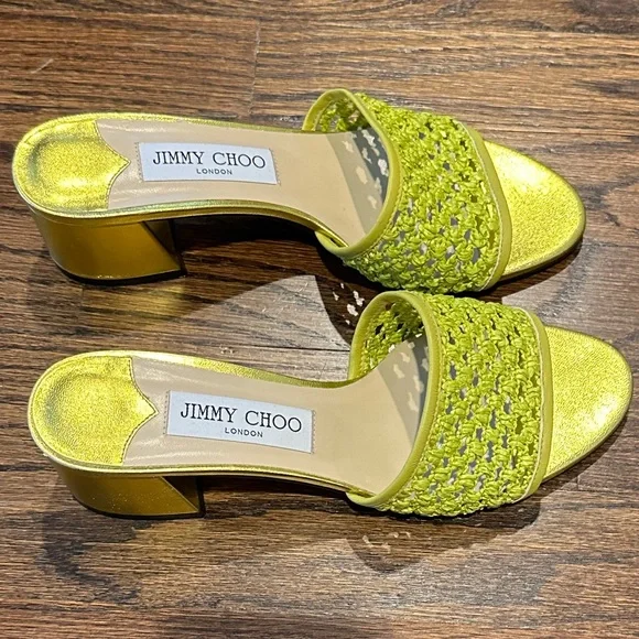 Jimmy Choo Minea Woven Raffia Sandals